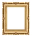 The antique gold frame on the white background