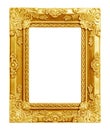 The antique gold frame on the white