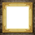 Antique gold frame on wooden wall background Royalty Free Stock Photo