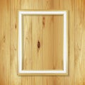 Antique gold frame on wooden wall ;. Empty picture frame on whit Royalty Free Stock Photo