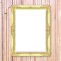 Antique gold frame on wooden wall Royalty Free Stock Photo