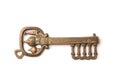 Antique gold key isolated on white background Royalty Free Stock Photo