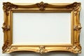 Antique gold leaf rectangular frame, ivory passpartout, empty , gallery, rectangle, mockup Royalty Free Stock Photo