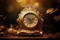 Antique Gold old clock. Generate Ai Royalty Free Stock Photo