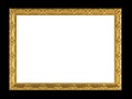 Antique gold ornamented picture frame isolated