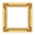 Antique gold picture frame isolated on white Royalty Free Stock Photo