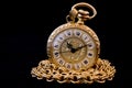 Antique gold pocket watch isolated on black background Royalty Free Stock Photo