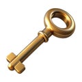 Antique gold skeleton key isolated on for security and access concepts Royalty Free Stock Photo
