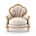 Antique Gold And White Chair: Realistic 3d Render With Ottoman Turks Royalty Free Stock Photo