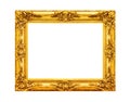 Antique gold wooden frame isolated on white Royalty Free Stock Photo