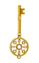 Antique golden door key isolated on white background Royalty Free Stock Photo