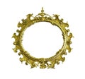 Antique golden ellipse frame isolated