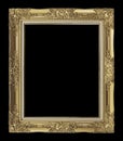 antique golden frame isolated on black background, clipping path Royalty Free Stock Photo