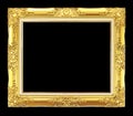 Antique golden frame isolated on black background, clipping path Royalty Free Stock Photo