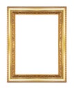 Antique golden frame isolated on white background, clipping path Royalty Free Stock Photo
