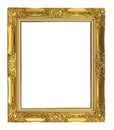 antique golden frame isolated on white background, clipping path Royalty Free Stock Photo