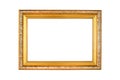 Antique golden frame isolated on white background. Gold frame isolated. Golden frame isolated