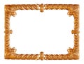 Antique golden frame isolated on white background