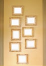 Antique golden frames on the wall Royalty Free Stock Photo