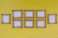 Antique golden frames on the wall Royalty Free Stock Photo