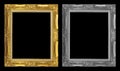 antique golden and gray frame isolated on black background, clipping path Royalty Free Stock Photo