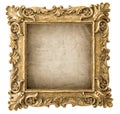 Antique golden picture frame grungy canvas Royalty Free Stock Photo