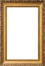 Antique golden wooden frame isolated on white background Royalty Free Stock Photo