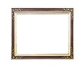 Antique golden wooden frame isolated