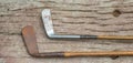Antique golf clubs with wood shafts Royalty Free Stock Photo