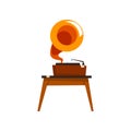 Antique gramophone, old unnecessary thing, garage sale vector Illustration on a white background
