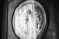 Antique grandfather clock, black and white photo Royalty Free Stock Photo