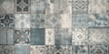 Antique gray-blue mosaic with patterns. Generative ai