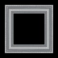 The antique gray frame on the black background