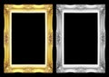 Antique gray and gold frame isolated on black background