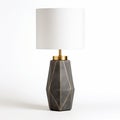 Antique Gray Lamp With Gold Base On White Surface