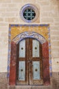 Antique greek colored doors in Mustafapasa pictuesque village, Cappadocia. Turkey