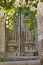 Antique greek colored doors in Mustafapasa picturesque village, Cappadocia. Turkey