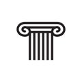 Antique Greek Pillar - black icon on white background vector illustration for website, mobile application, presentation, infograph Royalty Free Stock Photo