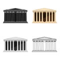 Antique greek temple icon in cartoon style isolated on white background. Greece symbol stock vector illustration. Royalty Free Stock Photo