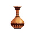 Antique Greek vase with decoration. Ancient traditional clay jar or pot for wine. Vector cartoon illustration. Royalty Free Stock Photo