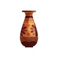 Antique Greek vase with decoration. Ancient traditional clay jar or pot for wine. Vector cartoon illustration. Royalty Free Stock Photo