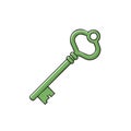 Antique Green Key Illustration Graphic Element Old Fashioned Passkey for Lock Unlock Concept Royalty Free Stock Photo