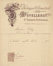 Antique grungy french invoice receipt with cherub graphic Royalty Free Stock Photo