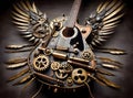 An antique guitar in a steampunk look with wings Royalty Free Stock Photo