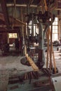 Antique H.G. Barr Drill Press inside the 1904 Large Machine Shop at historic Koreshan State Park