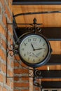 antique hanging clock in vintage cafe