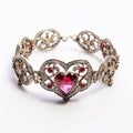 Antique Heart Gold Bracelet With Red Stone - Exquisite Design And Precious Materials