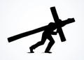 Men carry the cross. Vector drawing Royalty Free Stock Photo