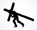 Men carry the cross. Vector drawing Royalty Free Stock Photo