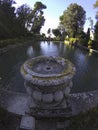 Antique historic fountains. The Fountain of Neptune, iconic landmark in Villa d`Este, Tivoli, Italy Royalty Free Stock Photo